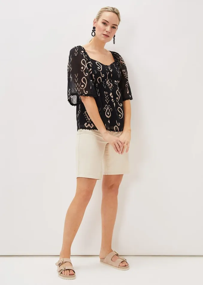 Women Phase Eight Shirts and Blouses Malaya Ikat Print Blouse Black