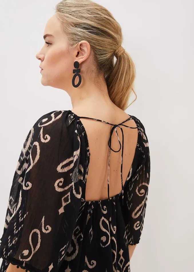 Women Phase Eight Shirts and Blouses Malaya Ikat Print Blouse Black