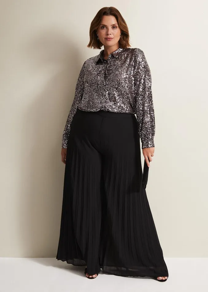 Women Phase Eight Shirts and Blouses Medora Sequin Shirt Silver