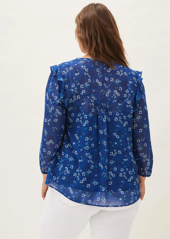 Women Phase Eight Shirts and Blouses Micaela Printed Top Blue Multi