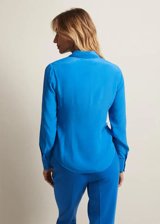 Women Phase Eight Shirts and Blouses Nadelina Luxe Plain Fitted Shirt Teal