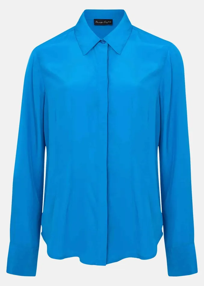 Women Phase Eight Shirts and Blouses Nadelina Luxe Plain Fitted Shirt Teal