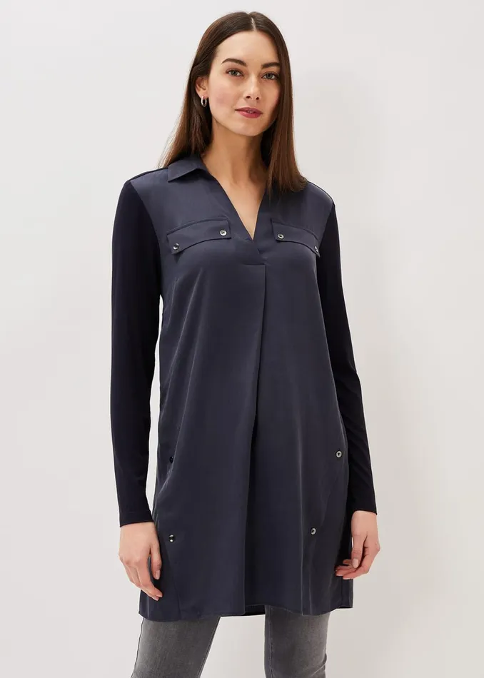 Women Phase Eight Shirts and Blouses Neave Button Tunic Navy