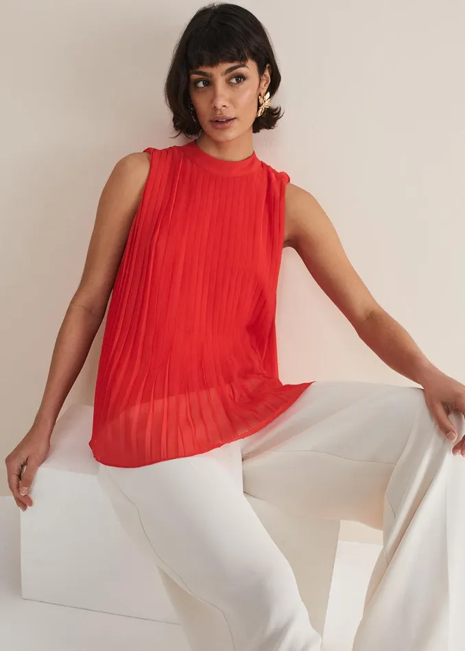 Women Phase Eight Shirts and Blouses Nina Pleated Top Fire