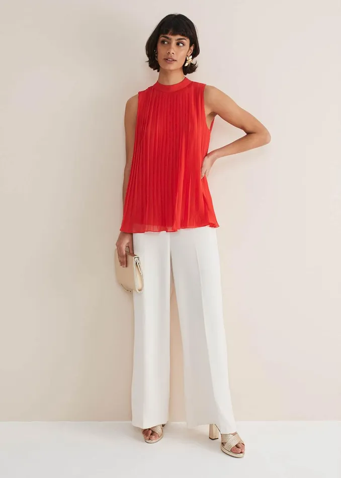 Women Phase Eight Shirts and Blouses Nina Pleated Top Fire