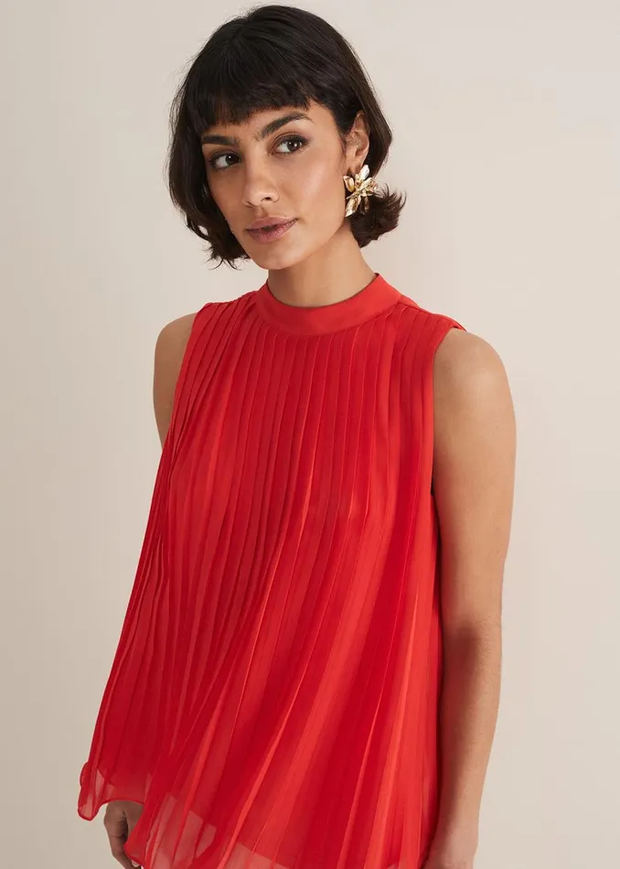 Women Phase Eight Shirts and Blouses Nina Pleated Top Fire