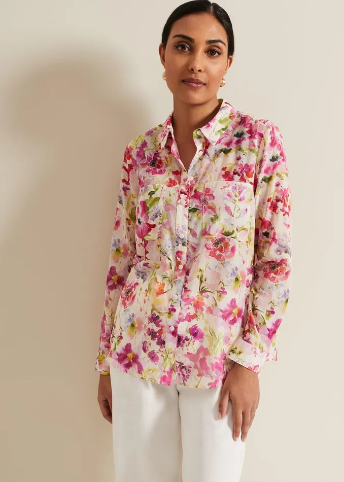 Women Phase Eight Shirts and Blouses Petite Maddelena Floral Print Shirt Multicoloured