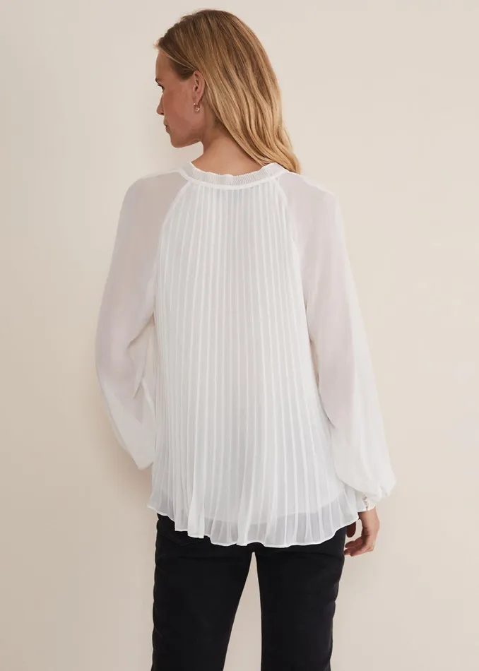 Women Phase Eight Shirts and Blouses Prairie Pleated Blouse Ivory