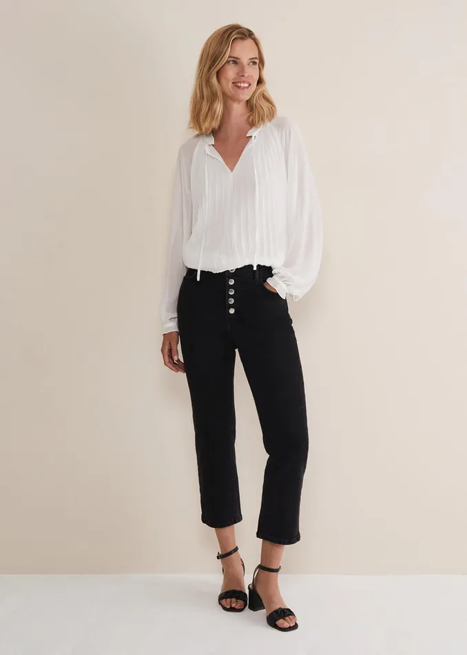 Women Phase Eight Shirts and Blouses Prairie Pleated Blouse Ivory
