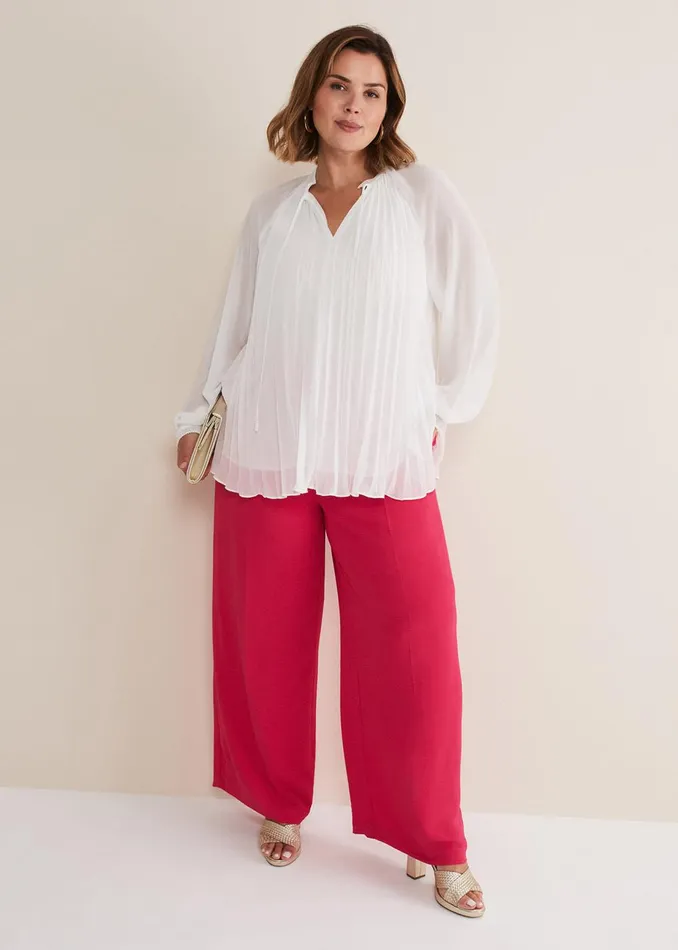 Women Phase Eight Shirts and Blouses Prairie Pleated Blouse Ivory
