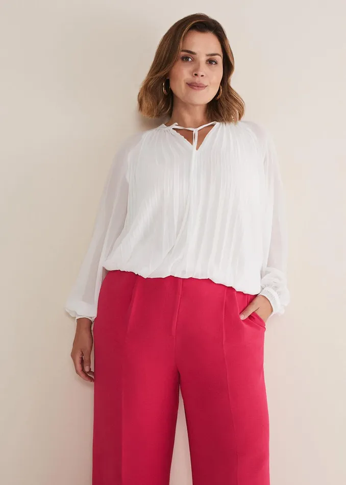 Women Phase Eight Shirts and Blouses Prairie Pleated Blouse Ivory