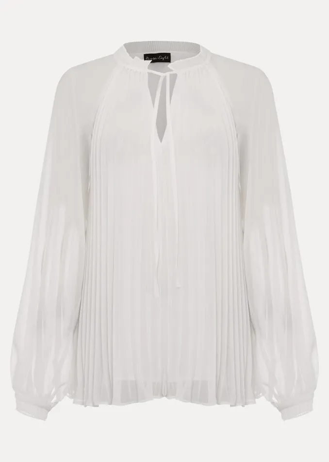 Women Phase Eight Shirts and Blouses Prairie Pleated Blouse Ivory