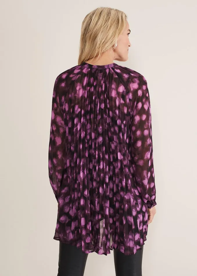 Women Phase Eight Shirts and Blouses Rhian Chiffon Tunic Blouse Purple