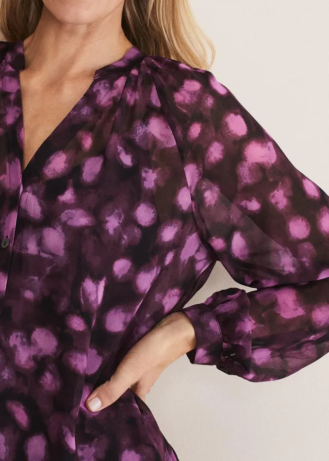 Women Phase Eight Shirts and Blouses Rhian Chiffon Tunic Blouse Purple