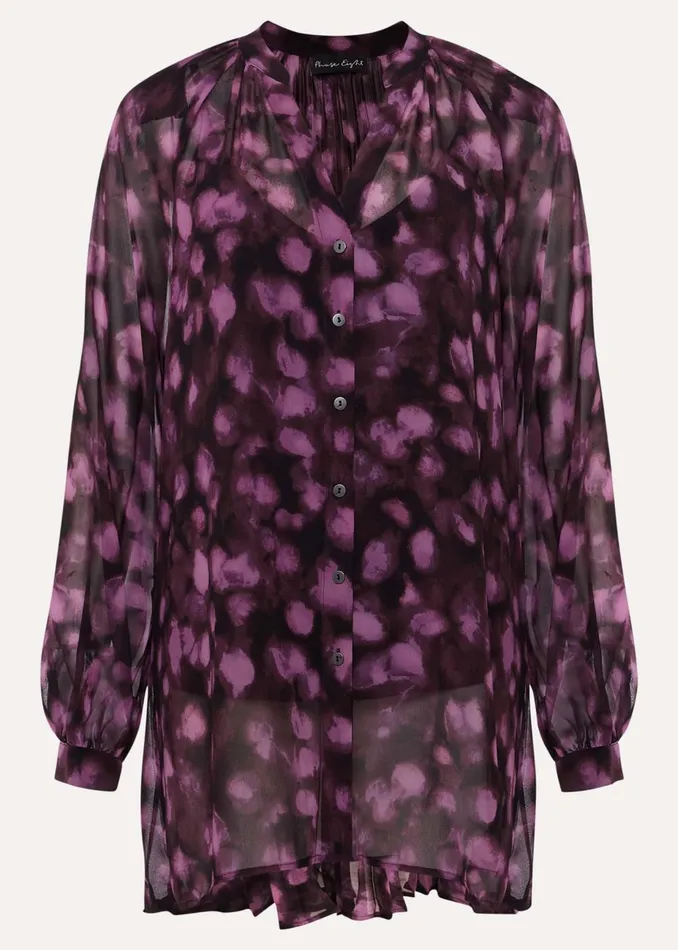 Women Phase Eight Shirts and Blouses Rhian Chiffon Tunic Blouse Purple