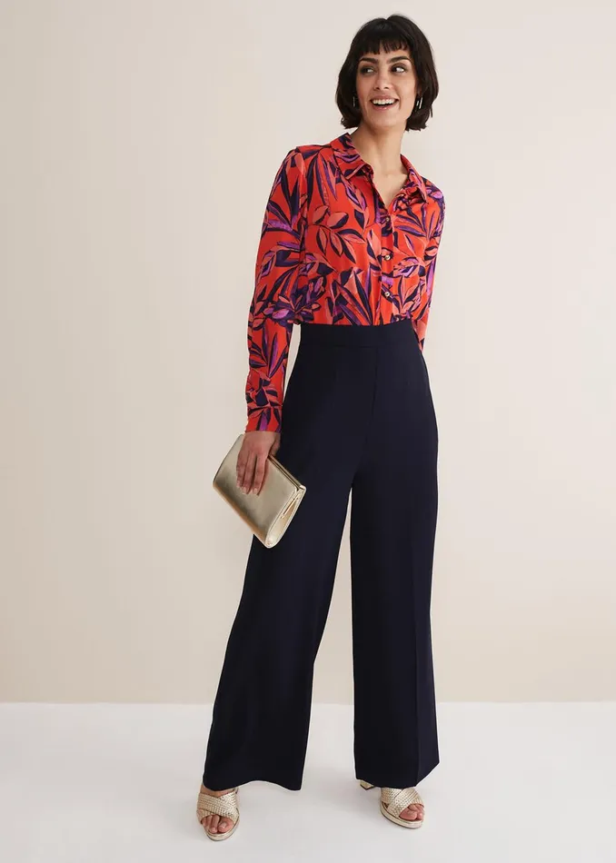 Women Phase Eight Shirts and Blouses Shareen Leaf Print Shirt Red