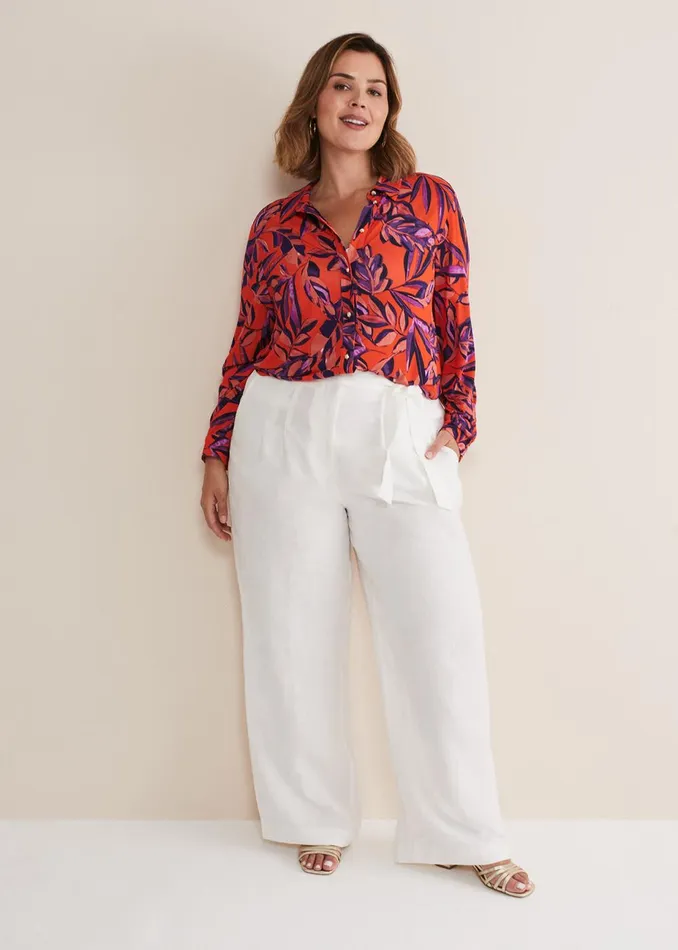 Women Phase Eight Shirts and Blouses Shareen Leaf Print Shirt Red