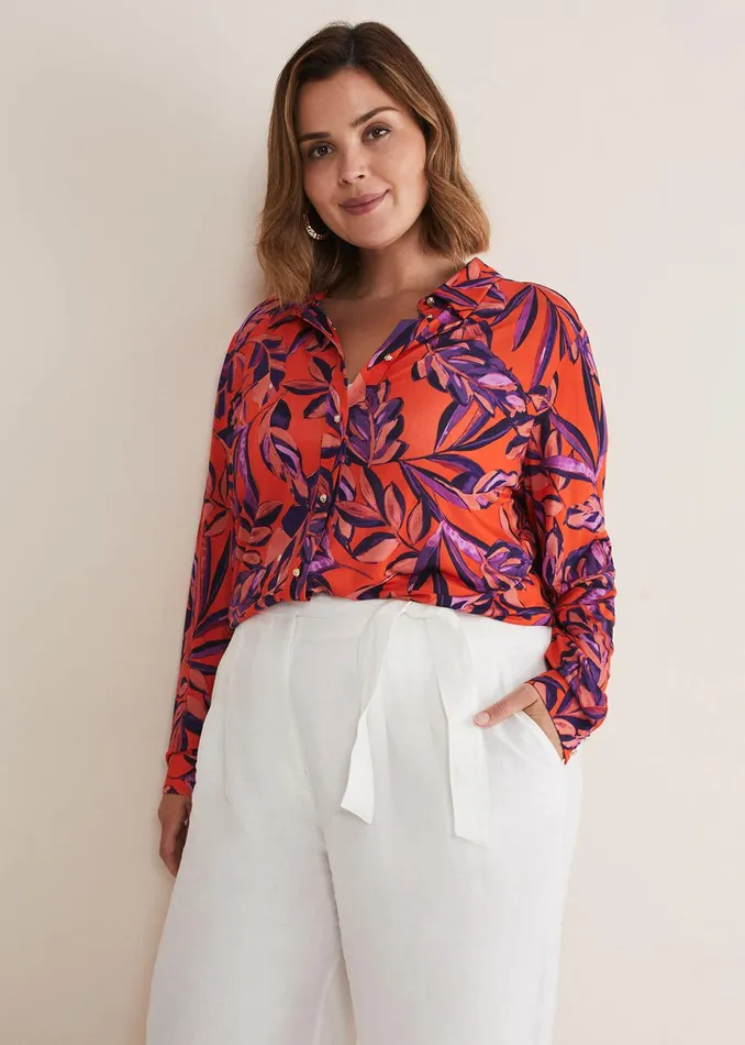 Women Phase Eight Shirts and Blouses Shareen Leaf Print Shirt Red