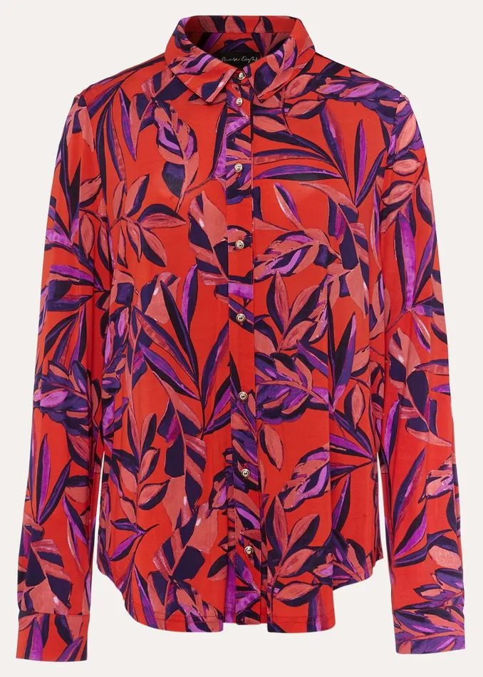 Women Phase Eight Shirts and Blouses Shareen Leaf Print Shirt Red
