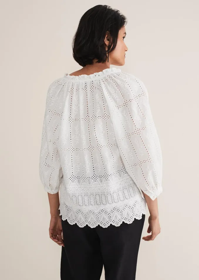 Women Phase Eight Shirts and Blouses Sierra Broderie Blouse White