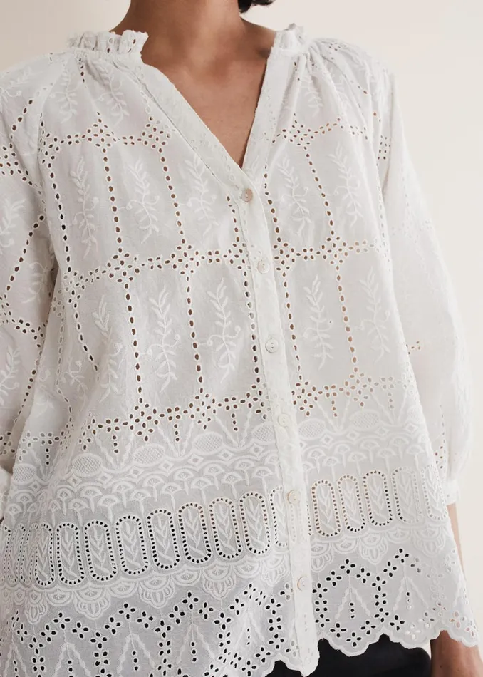 Women Phase Eight Shirts and Blouses Sierra Broderie Blouse White