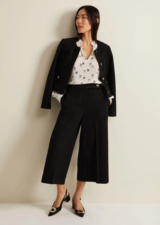 Women Phase Eight Shirts and Blouses Taytum Bow Print Blouse Ivory