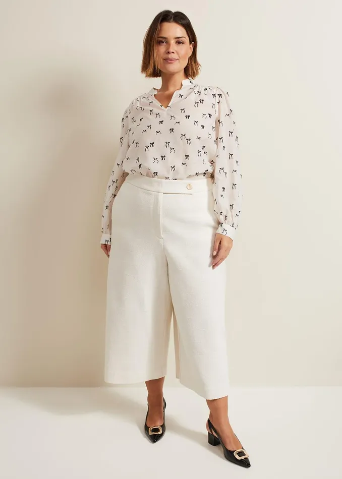 Women Phase Eight Shirts and Blouses Taytum Bow Print Blouse Ivory