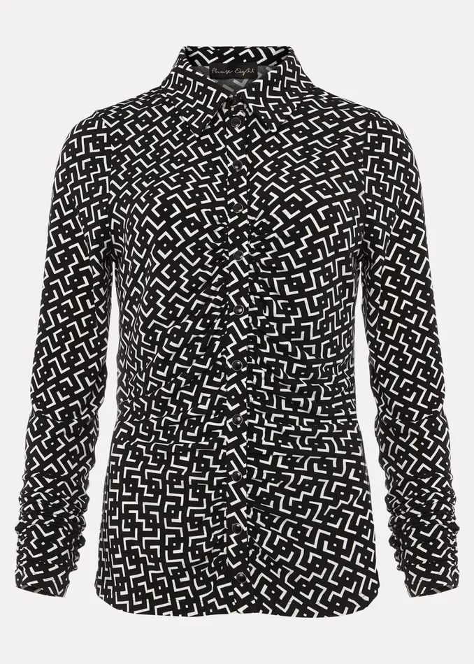 Women Phase Eight Shirts and Blouses Teigan Jersey Popper Front Shirt Blackivory