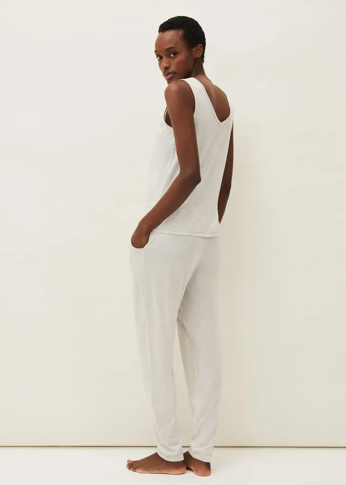 Women Phase Eight Shirts and Blouses Vest Top And Trouser Pyjama Set Grey Marl