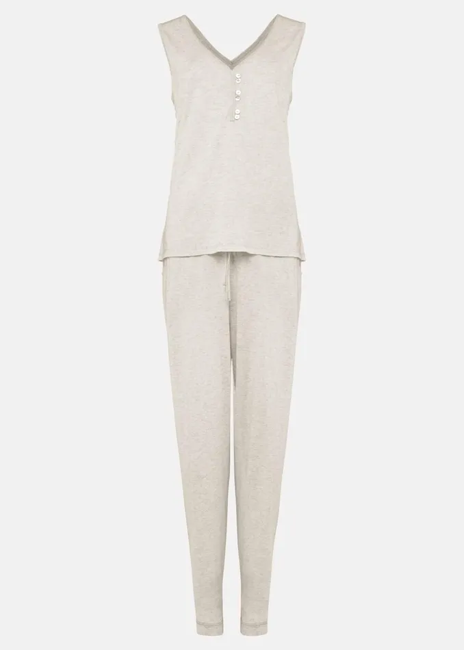Women Phase Eight Shirts and Blouses Vest Top And Trouser Pyjama Set Grey Marl