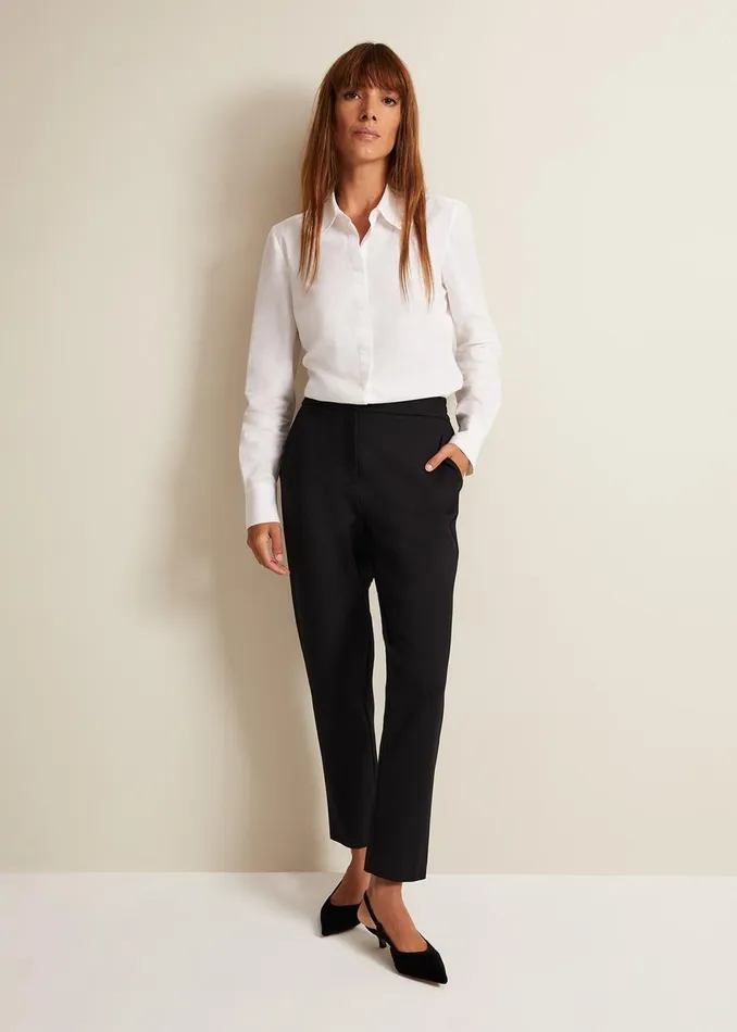 Women Phase Eight Shirts and Blouses White Cotton Fitted Shirt White