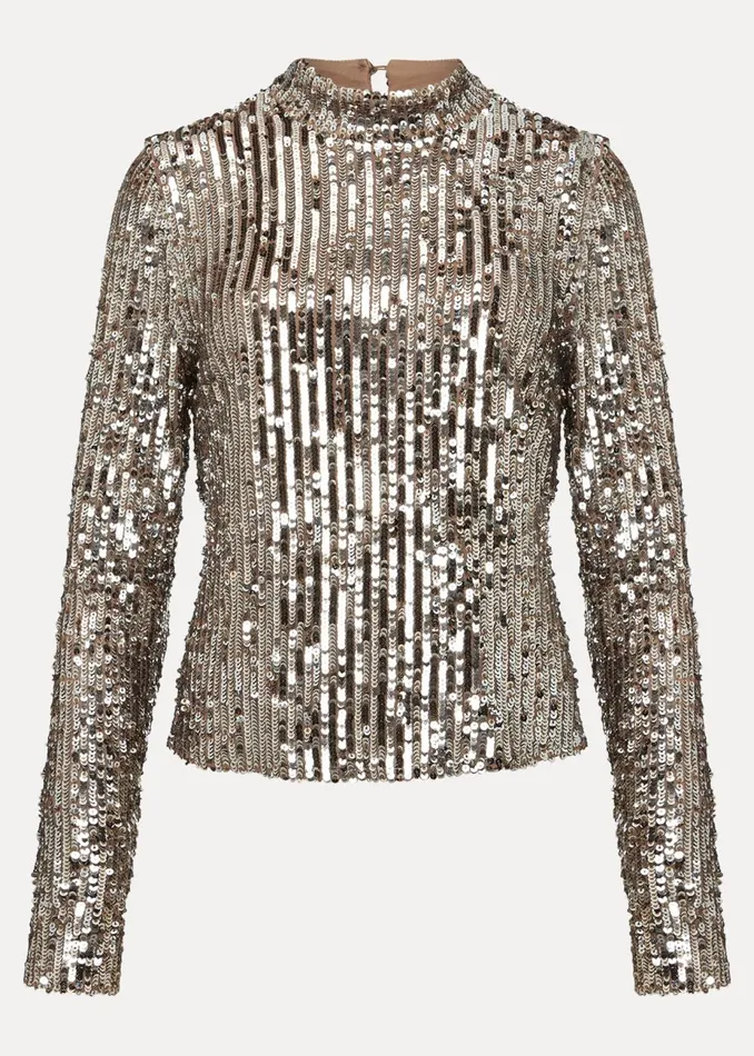 Women Phase Eight Shirts and Blouses Zaylee Sequin Top Silver