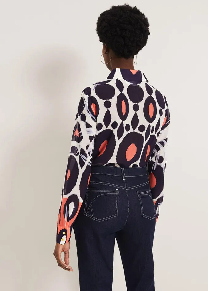 Women Phase Eight Shirts and Blouses Zuri Print Blouse Orangemulti