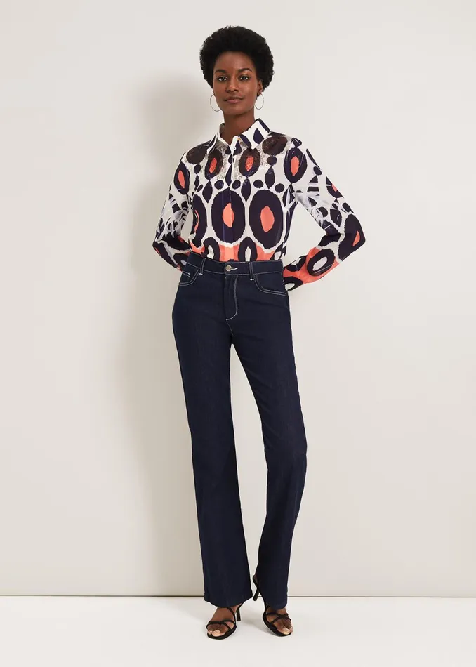 Women Phase Eight Shirts and Blouses Zuri Print Blouse Orangemulti