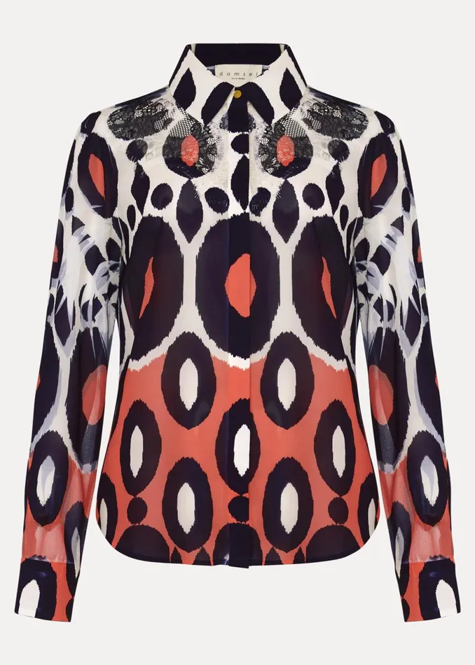 Women Phase Eight Shirts and Blouses Zuri Print Blouse Orangemulti