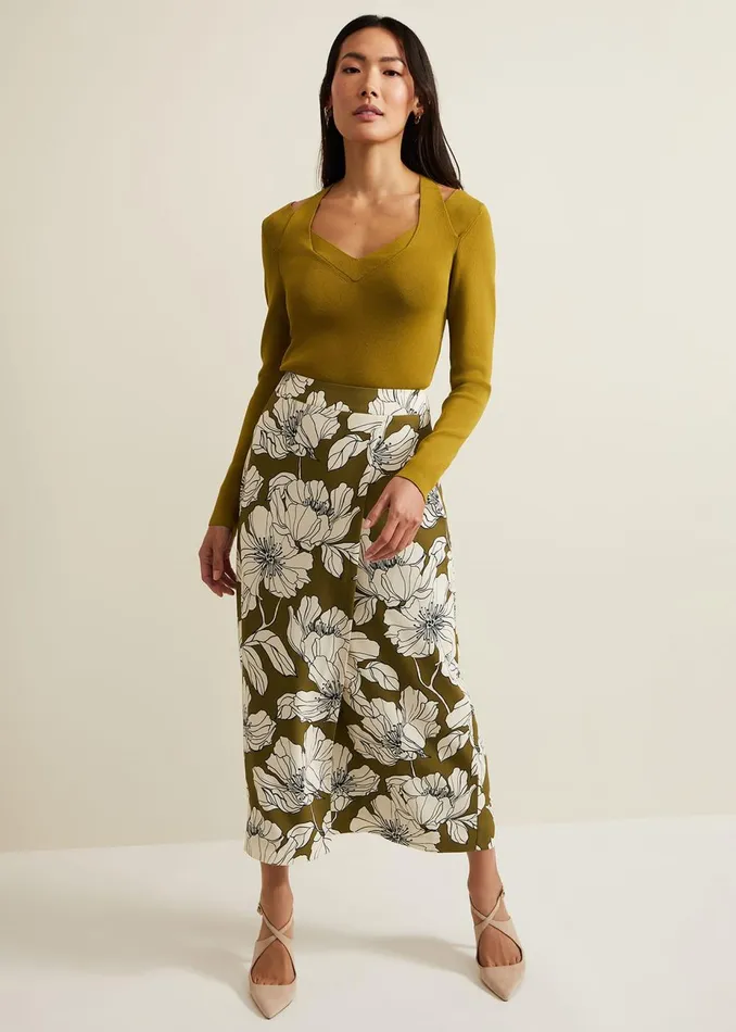 Women Phase Eight Skirts Amalia Floral Midi Skirt Green