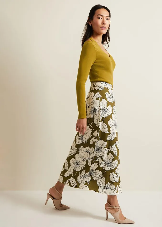 Women Phase Eight Skirts Amalia Floral Midi Skirt Green