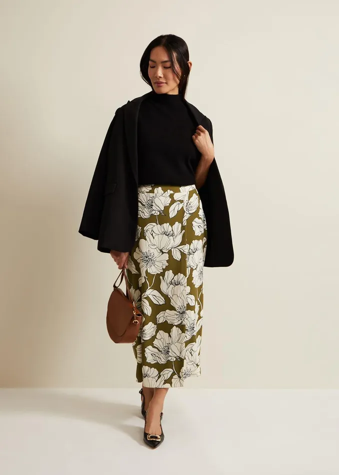 Women Phase Eight Skirts Amalia Floral Midi Skirt Green