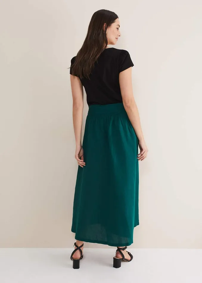 Women Phase Eight Skirts Amorette Linen Belted Maxi Skirt Jade