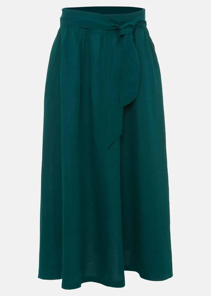 Women Phase Eight Skirts Amorette Linen Belted Maxi Skirt Jade