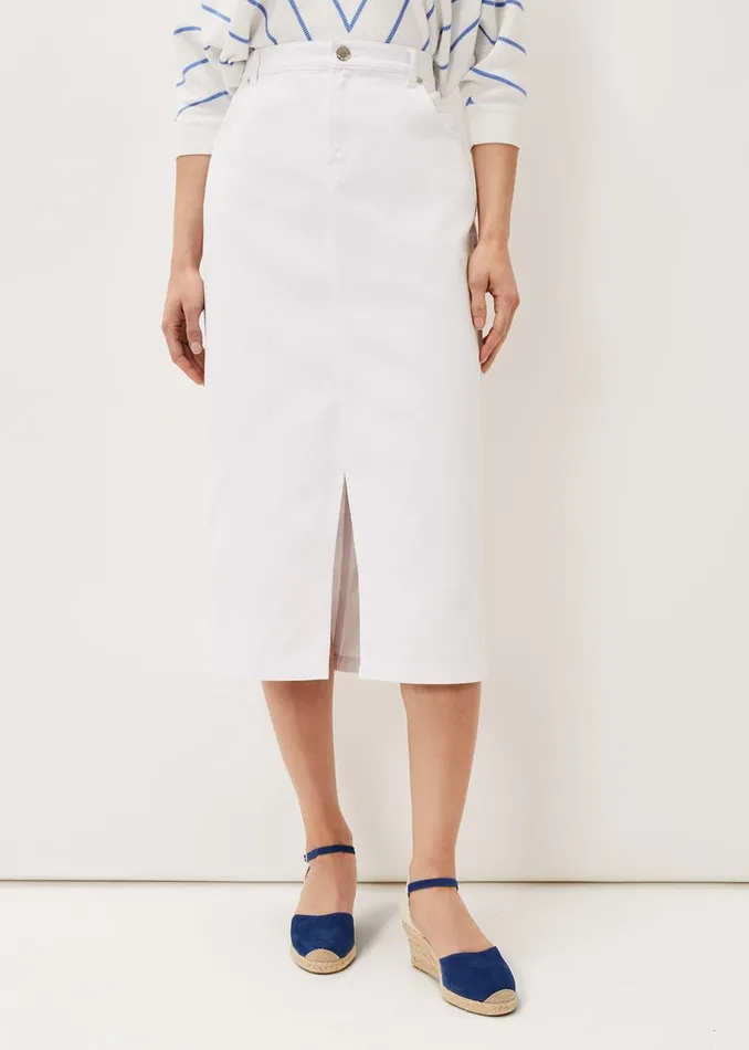 Women Phase Eight Skirts Aubrey Denim Midi Skirt White