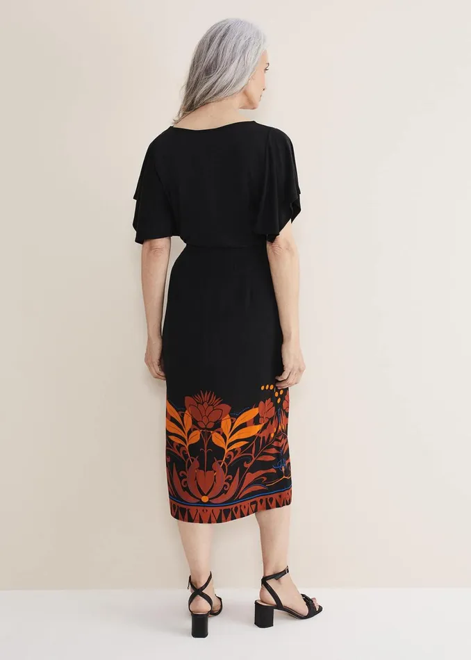 Women Phase Eight Skirts Bellita Placement Print Midi Skirt Blackmulti