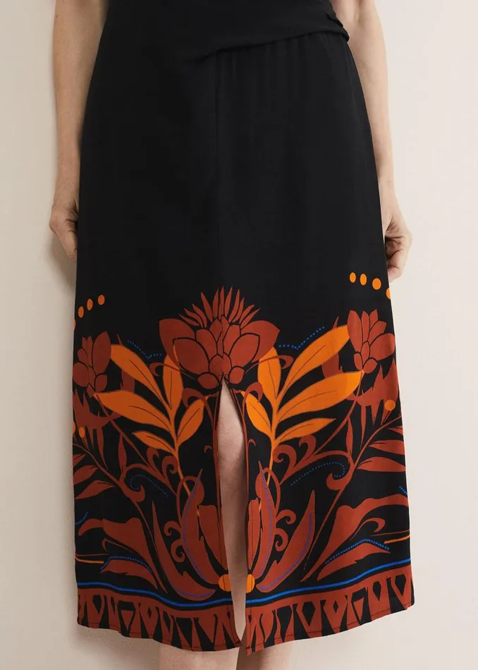 Women Phase Eight Skirts Bellita Placement Print Midi Skirt Blackmulti