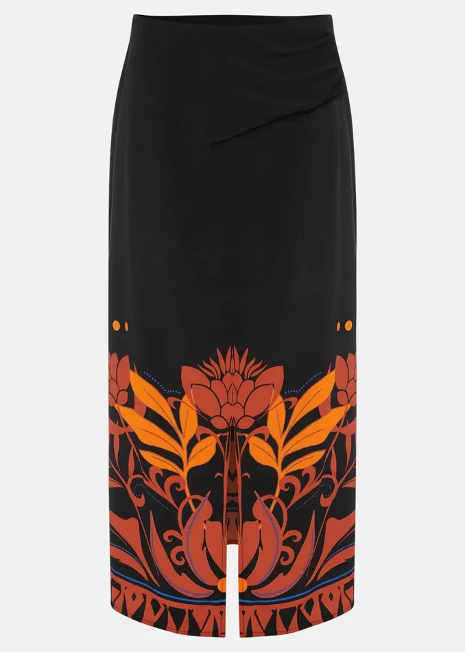 Women Phase Eight Skirts Bellita Placement Print Midi Skirt Blackmulti