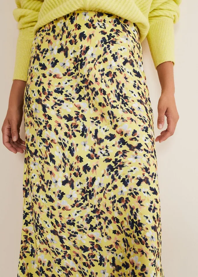 Women Phase Eight Skirts Blaire Floral Satin Slip Skirt Yellow