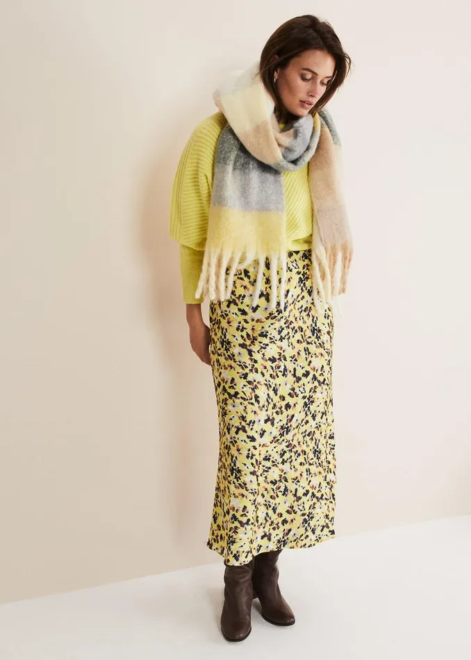 Women Phase Eight Skirts Blaire Floral Satin Slip Skirt Yellow
