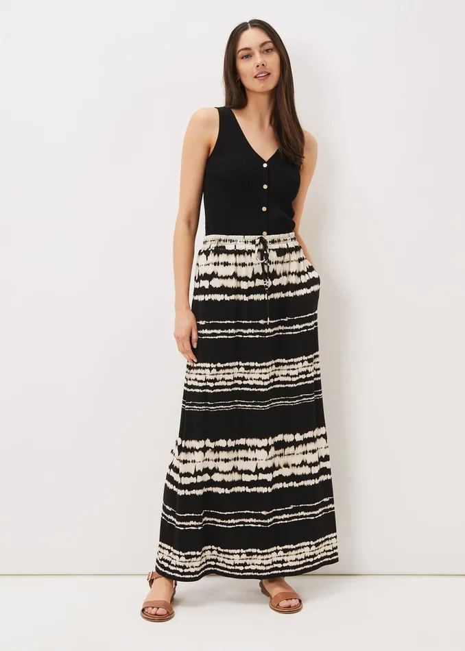 Women Phase Eight Skirts Ce Ce Tie Dye Jersey Maxi Skirt Black