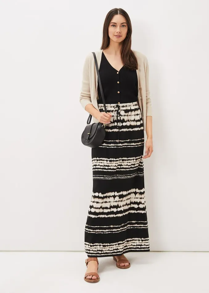 Women Phase Eight Skirts Ce Ce Tie Dye Jersey Maxi Skirt Black