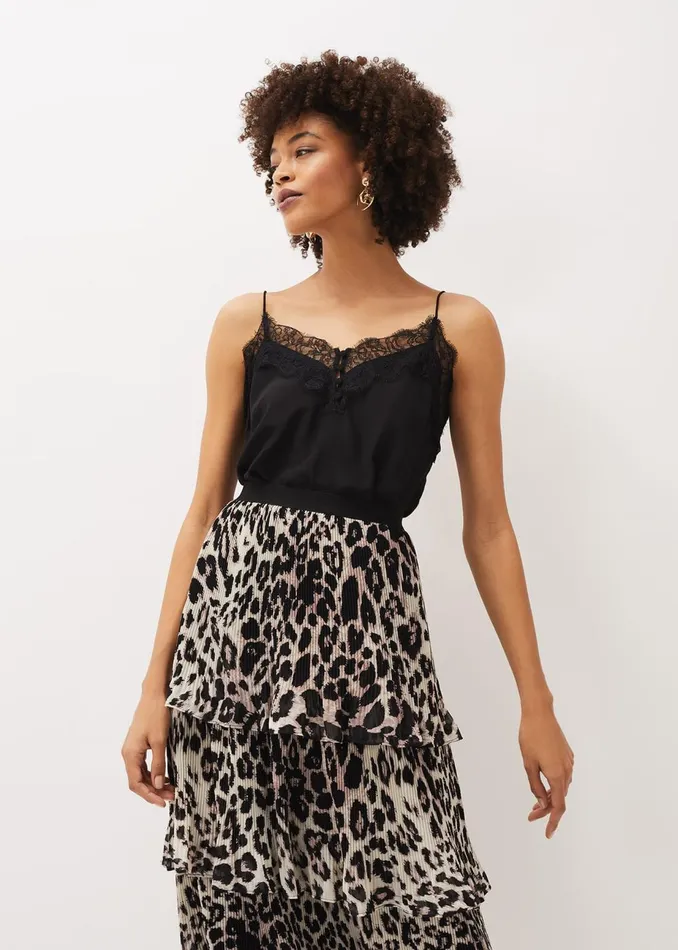 Women Phase Eight Skirts Chelsie Leopard Tiered Skirt Multicoloured