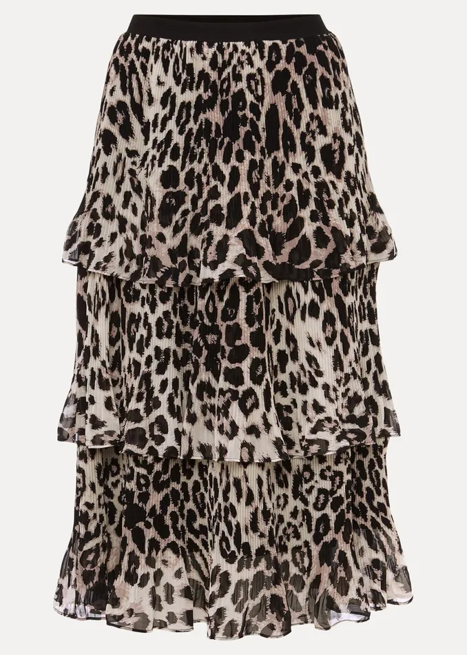 Women Phase Eight Skirts Chelsie Leopard Tiered Skirt Multicoloured